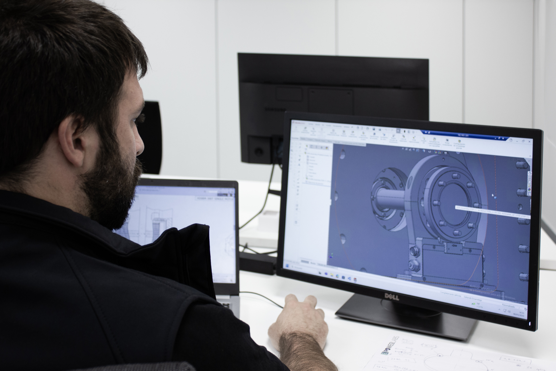 EPL engineer at work, using a computer